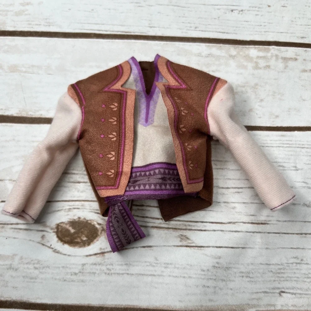Disney Frozen Kristoff Doll Shirt Brown Purple Vest Detail Small